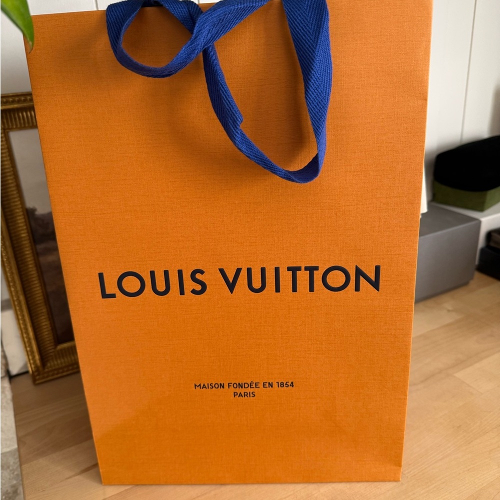 Louis Vuitton Orange Bag with Blue Handles